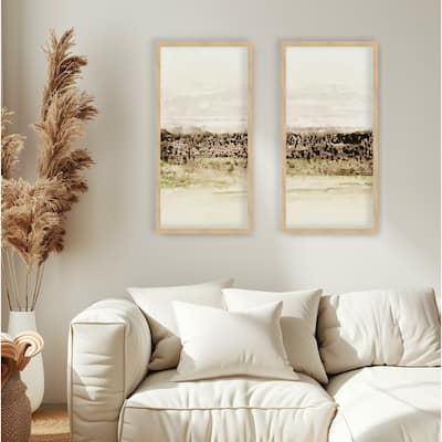 "Green Horizon" Set of Two Framed Textured Wall Art