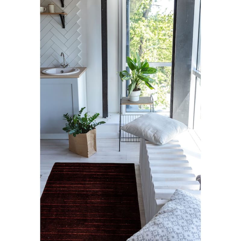 ECARPETGALLERY Hand-knotted Opulence Burgundy Wool Rug - 3'2 x 11'5