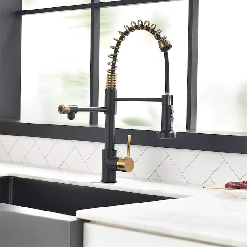 Single Handle Commercial Kitchen Sink Faucet With Pull Down Sprayer Modern Spring Single Hole Basin Taps