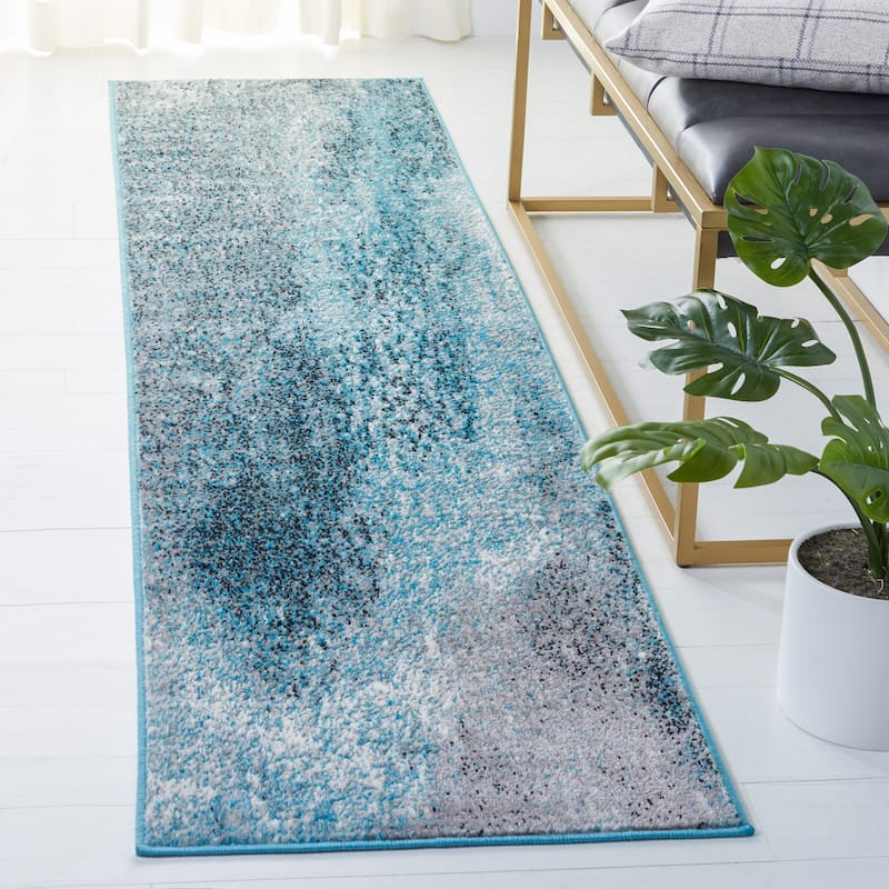 SAFAVIEH Skyler Lular Modern Abstract Rug - 2' x 12' Runner - Silver/Blue