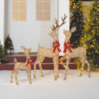 Deer Family Lighted LED Indoor Outdoor Holiday Decoration, Set of 3 ...