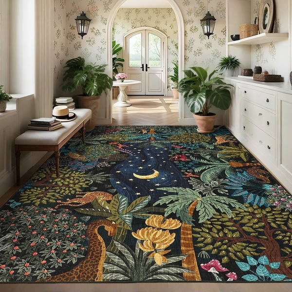 Garvee Midnight Jungle Animal Area Rug - On Sale - Bed Bath
