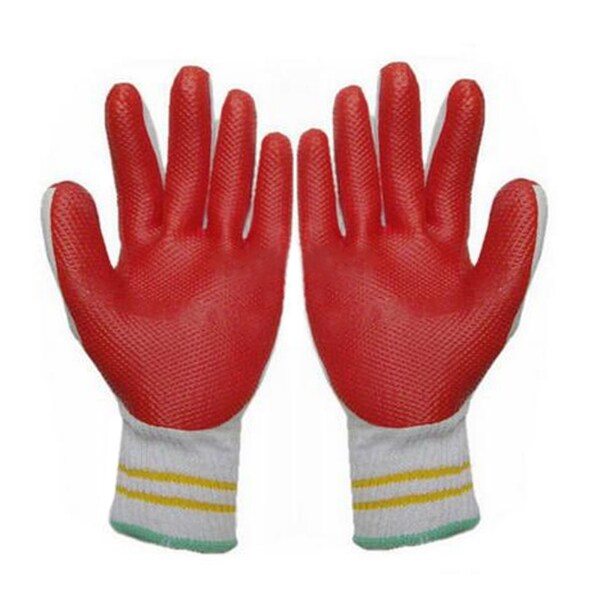 Work Universal Protection Cotton Yarn Glue Thick Gloves - Cyan
