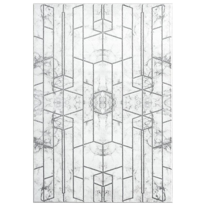 Abani Luna Marble Silver Geometric Lines