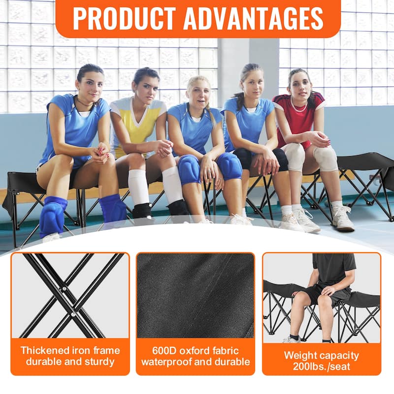 Portable Folding Bench for Football Fishing, No Assembly Instant Seating