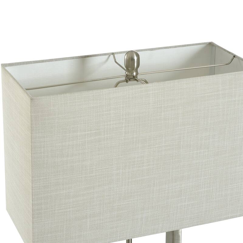 Oak Silver Table Lamp - Brown Brushed and Champagne Gold Body - Oatmeal Shade
