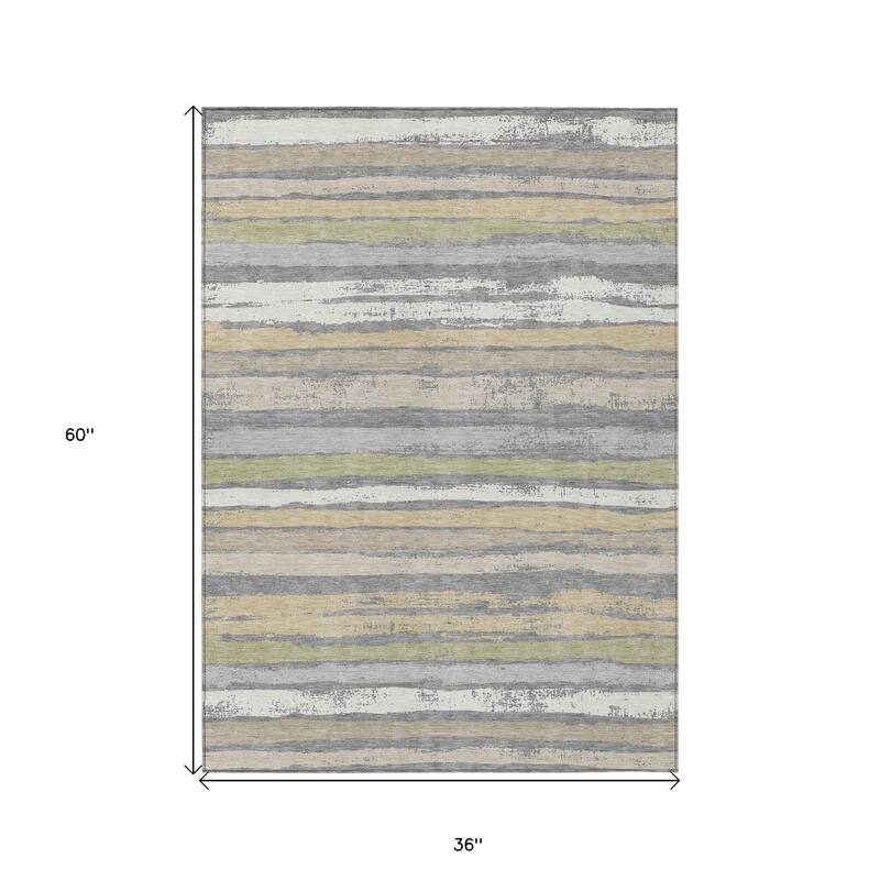 HomeRoots Striped Transitional Rectangle Outdoor Rug