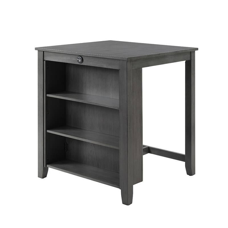 30" Modern Dining Table Set, 2-Seater Charging Station 3-Tier Storage