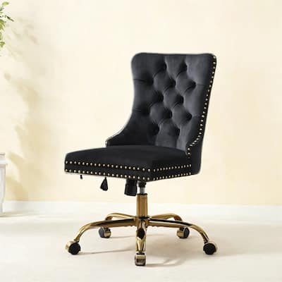 Velvet Office Chair Tufted Adjustable Swivel Desk Chair