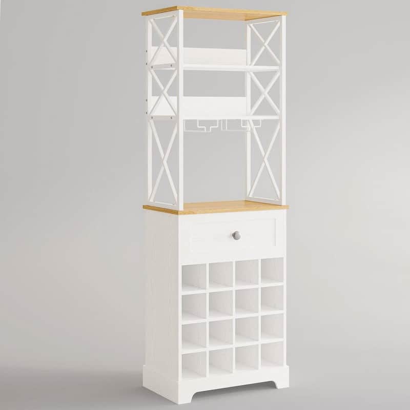 Metal MDF Wine Rack Cabinet with Drawer and Shelves - 65'' H X 13'' D x 21.3" W