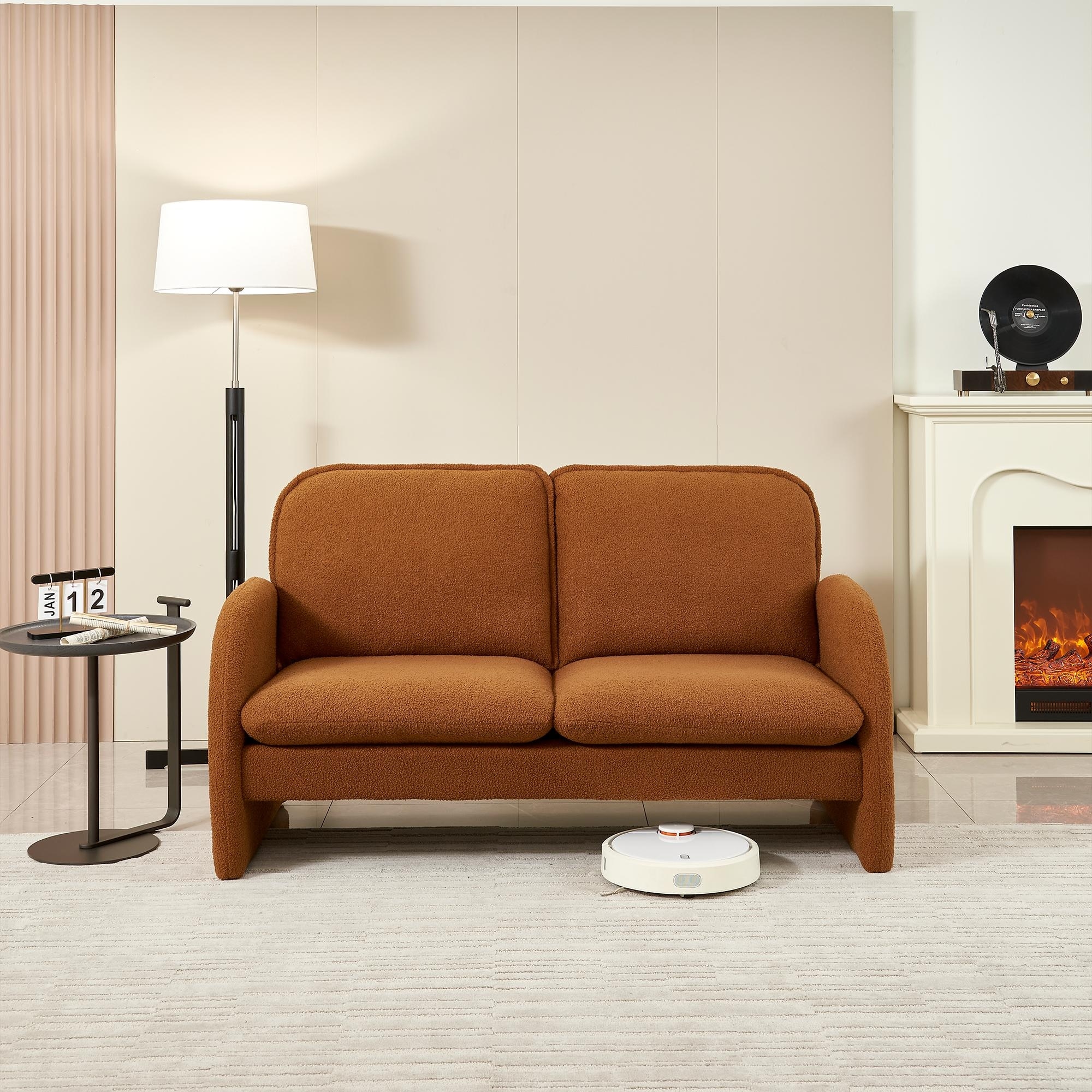 Simple Fabric Upholstered Loveseat Sofa Couch, Small Loveseat Sofa for Apartment, Dressing Room Decorative Sofa