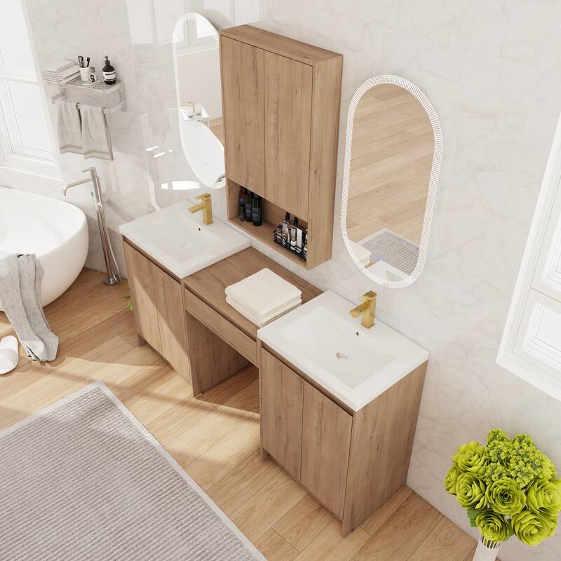 Beingnext 24''/72'' Bathroom Vanity with Sink, Freestanding Bathroom Vanity with Soft Close Doors And Adjustable Shelf