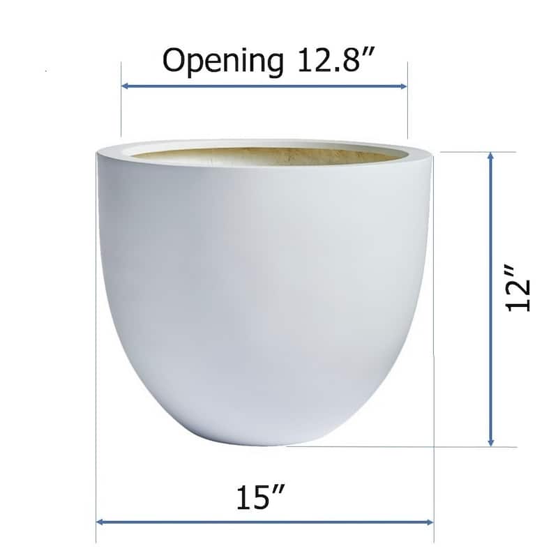DreamPatio Long Beach Fiberstone Egg Planter for Indoor/Outdoor - 15x15x12 - White
