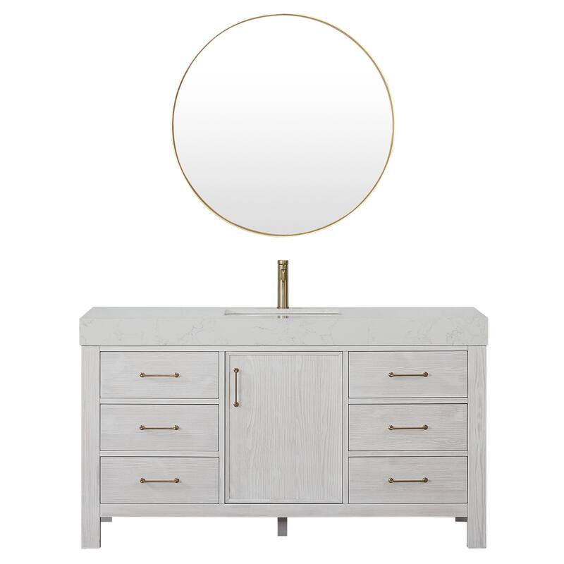 Leon 60 in. Single Bathroom Vanity with Composite Stone Top