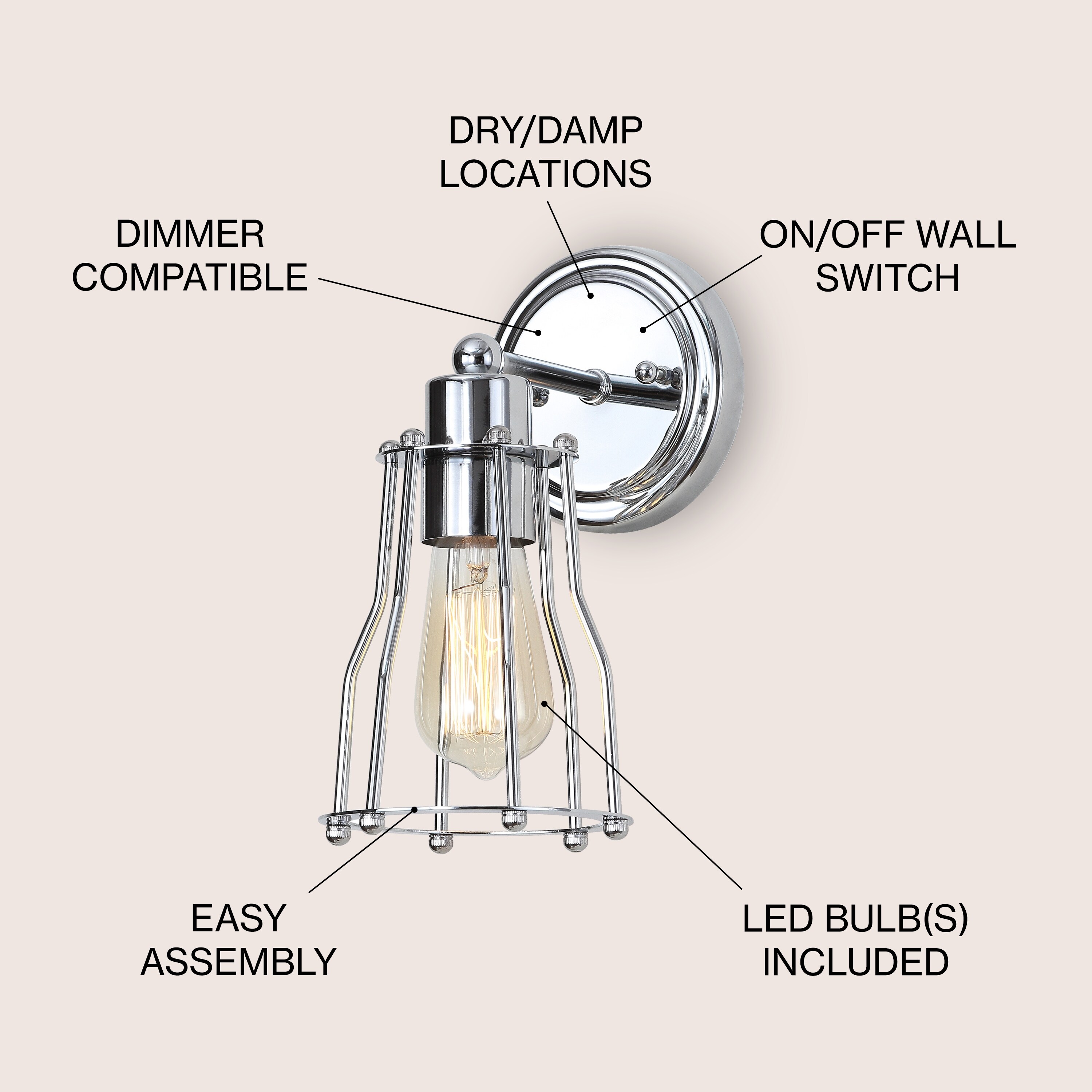 Evelyn Metal Vanity Light by JONATHAN Y - Modern Bathroom Lighting-image