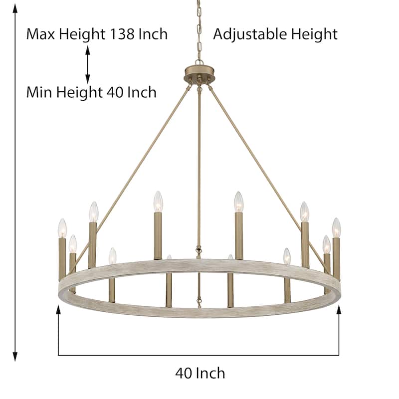 Mid-century Modern 12-light French Country Candle Wagon Wheel Chandelir - 40 inches
