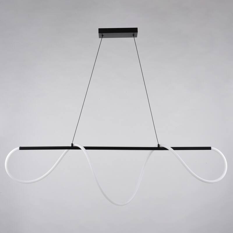 Bowman 1L LED Matte Black Contemporary Linear Chandelier Island Pendant Light Fixture - 57.5-in W x 14.5-in H x 4.5-in D