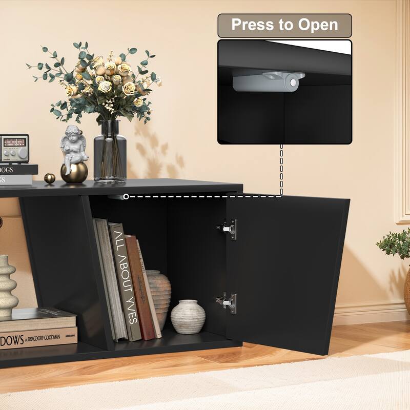 Pocassy Wood Entertainment Center Extendable TV Stand