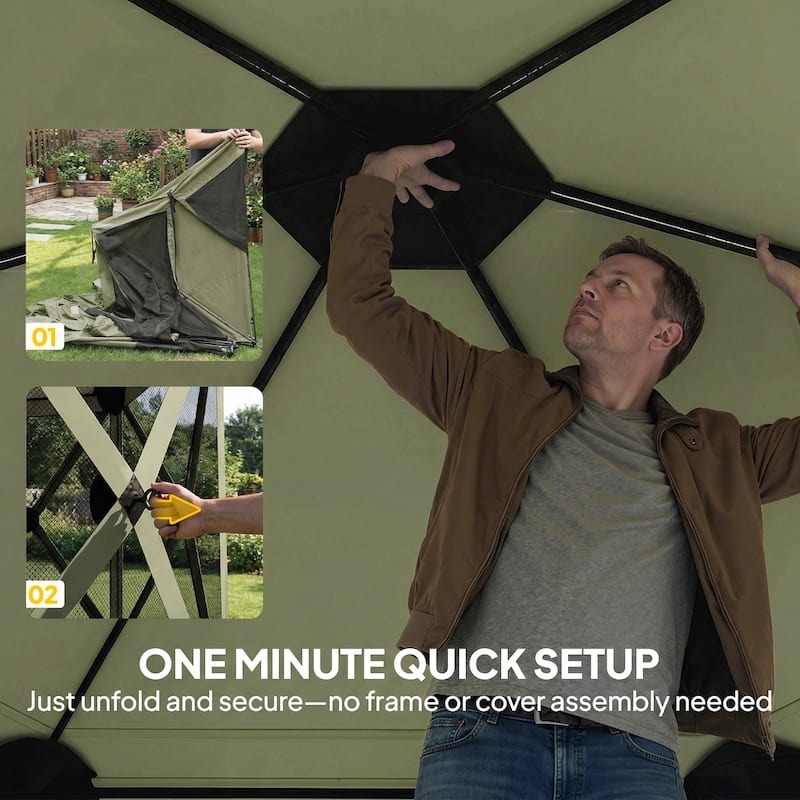 Outsunny 10 x 11 ft Pop Up Gazebo Screen Tent, Outdoor Portable Instant Camping Canopy Screen House Sun Shelter