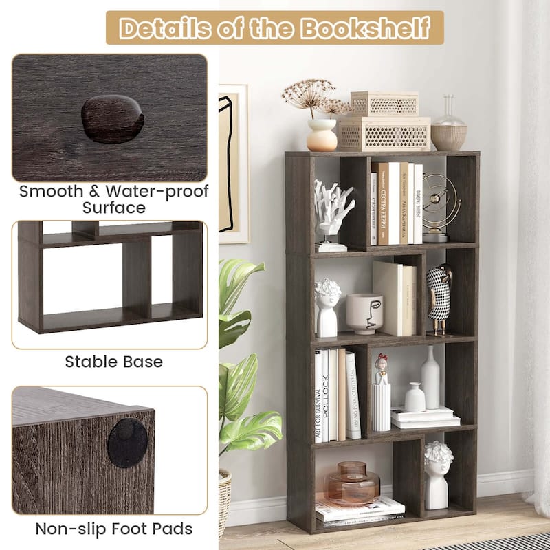Costway 48" Geometric Bookshelf Open-back Bookcase with 8 Cubes 2 - See Details