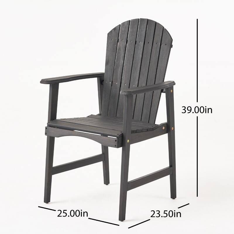 Pima Outdoor Dining Chair Set of 2, Adirondack Dark Gray Acacia Wood