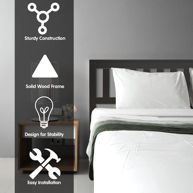Costway Full Wood Platform Bed with Headboard and Footboard Mattress