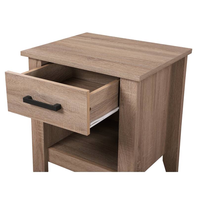 Sandle Wood Nightstand 24x21x18 Warm Compact Bedside Table with Modern Finish, Durable Build and Convenient Storage