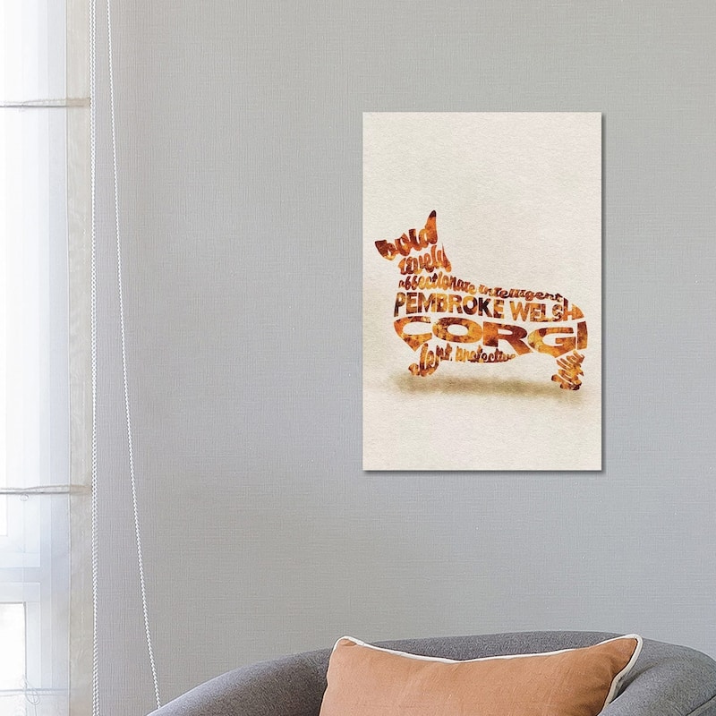 iCanvas "Pembroke Welsh Corgi" by Ayse Deniz Akerman Canvas Print - 26x18x1.5
