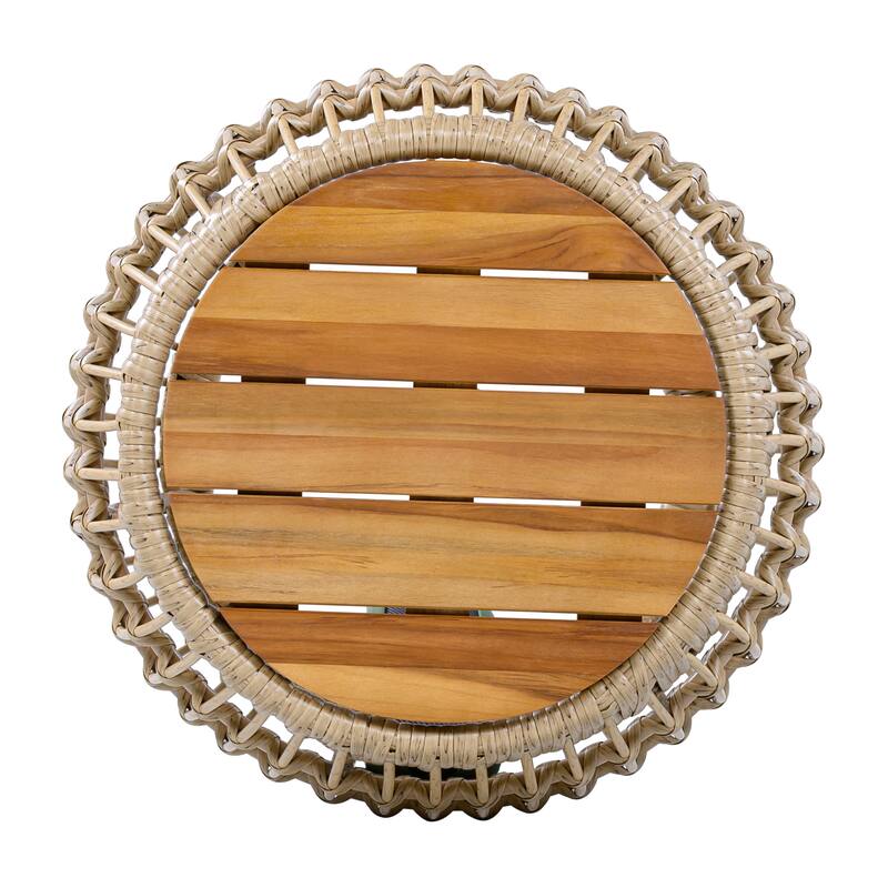 Christopher Knight Home Azariah Acacia Wood Wicker Side Table with Slatted Top