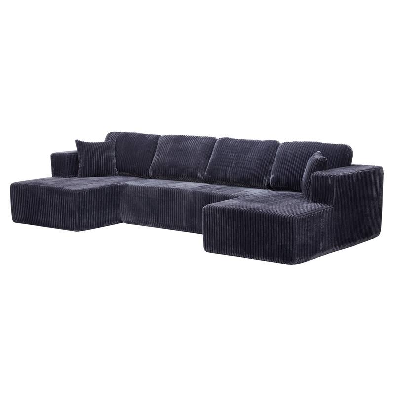 U-Shaped Modular Sectional Sofa, Modern Minimalist Corduroy Couch