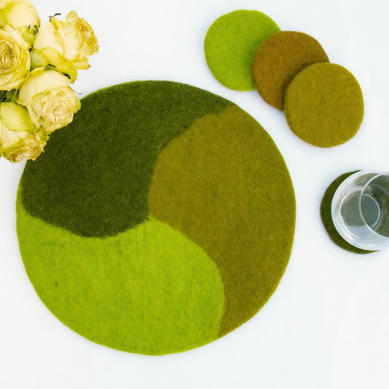 Handmade Felt Paisley Charger, Trivet & Coaster Gift Set