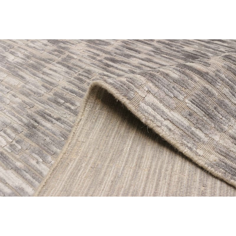 ECARPETGALLERY Hand Loomed Elysian Grey Viscose, Wool Rug - 4'10 x 7'8