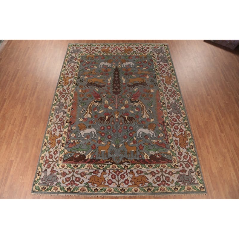 Animal Pictorial Ziegler Area Rug Hand-Knotted Oriental Wool Carpet - 10'0"x 13'9"