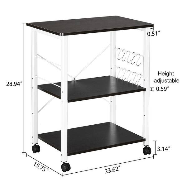 Baker's Rack 3Tier Microwave Oven Stand Shelf with 10 Hooks Bed Bath