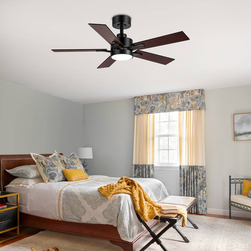36/42/52-Inch Reversible 3/5-Blade Integrated LED Ceiling Fan with Light Remote