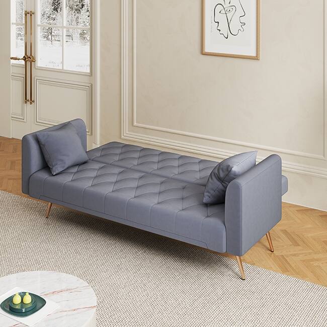 71" Velvet Green Gray Double Sofa Bed