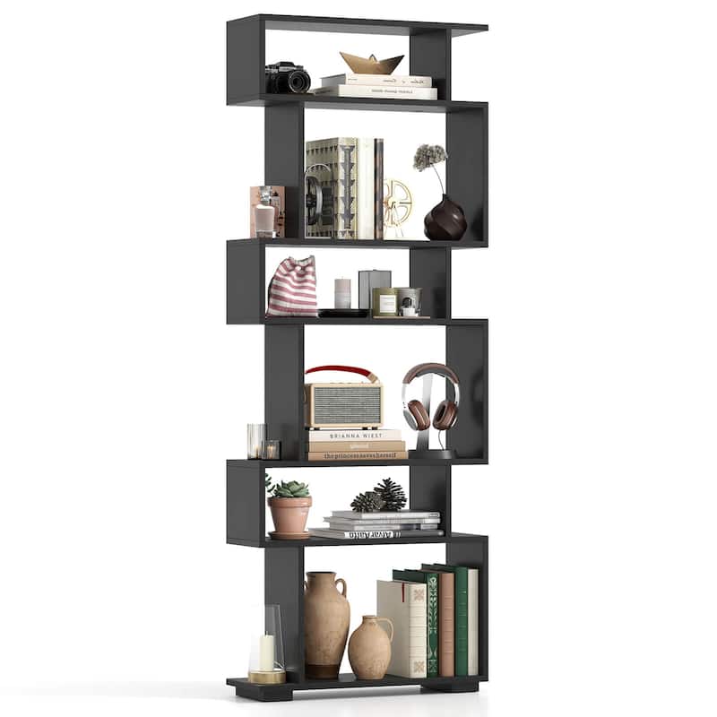 Costway 1 PCS Bookcase 6-Tier Bookshelf with Anti-Tipping Kit - See Details - Black