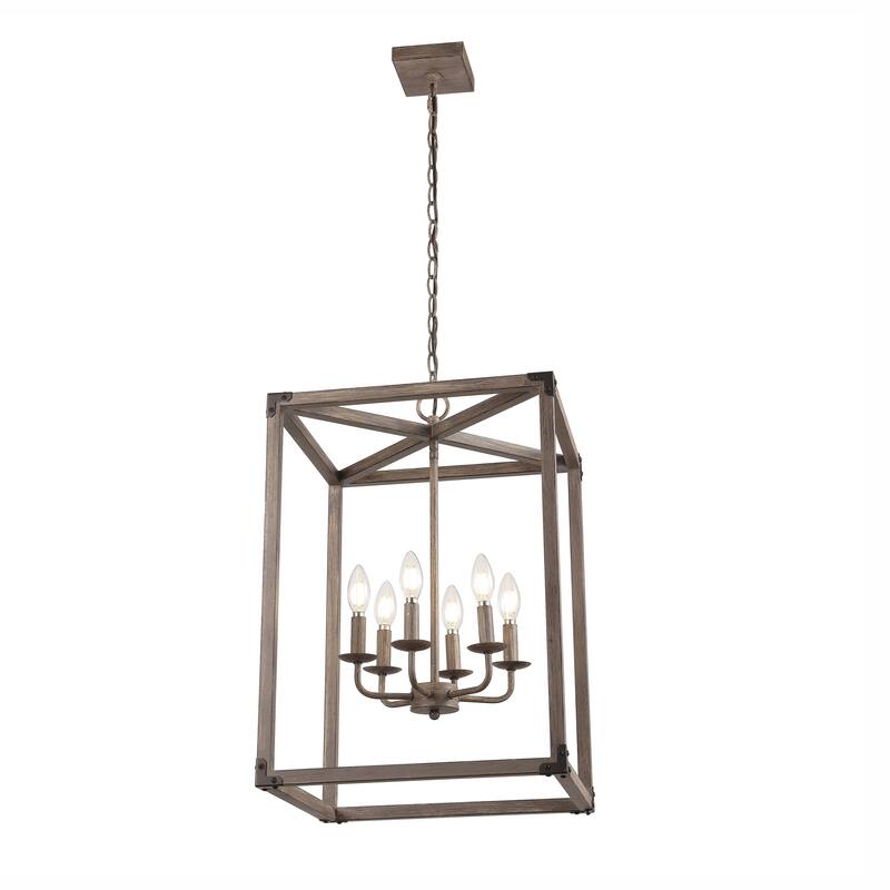 Gabrielle 4-Light Adjustable Iron Rustic Farmhouse LED Pendant, by JONATHAN Y