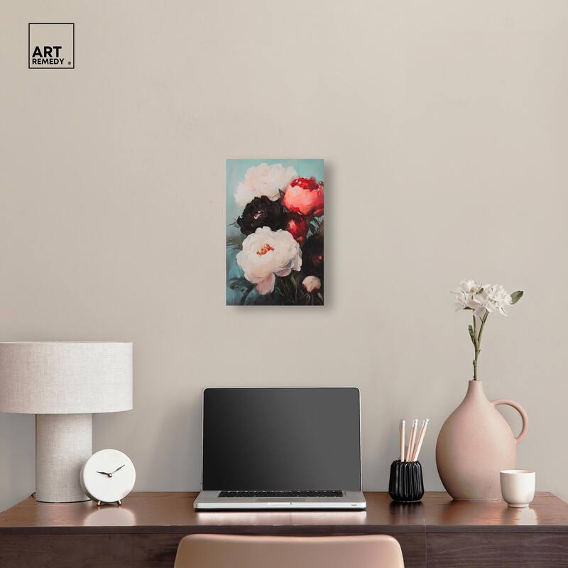 Three Shades of Peony II Canvas by Art Remedy, Gallery Wrapped