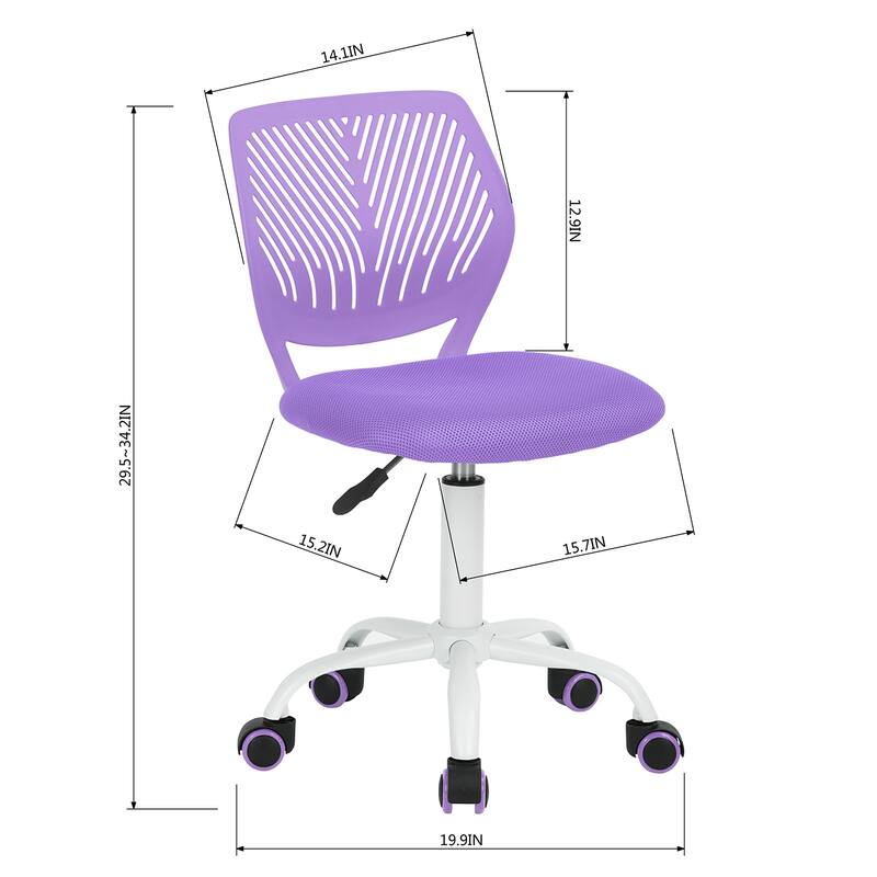 HomyLin Armless Swivel Kids Desk Chair with Mesh Padded Seating
