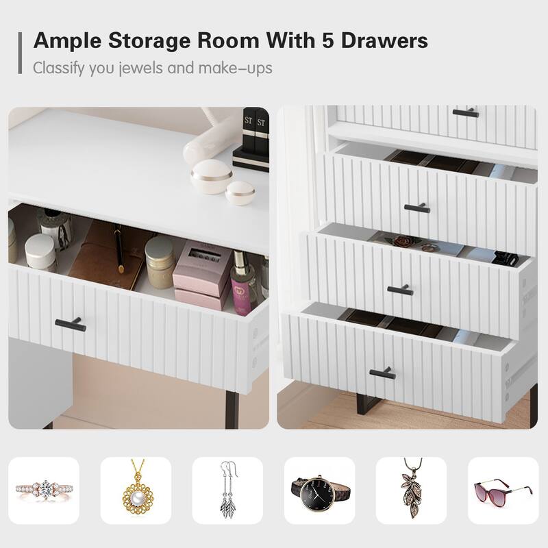 Eclife Makeup Vanity Desk Set with Drawers Storage Dresser Dressing Table for Bedroom