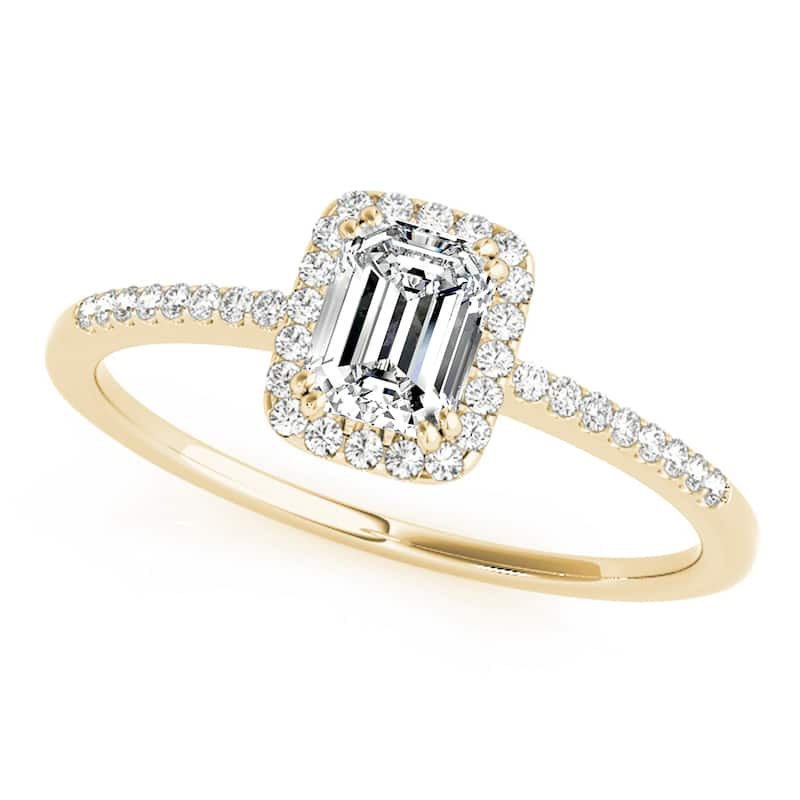 Auriya 14k Yellow Gold Lab Grown Emerald Diamond Halo Engagement Ring 0.50 to 5.00 ct. tw. (F-G VS) - 1.00 ct. center - 4.5