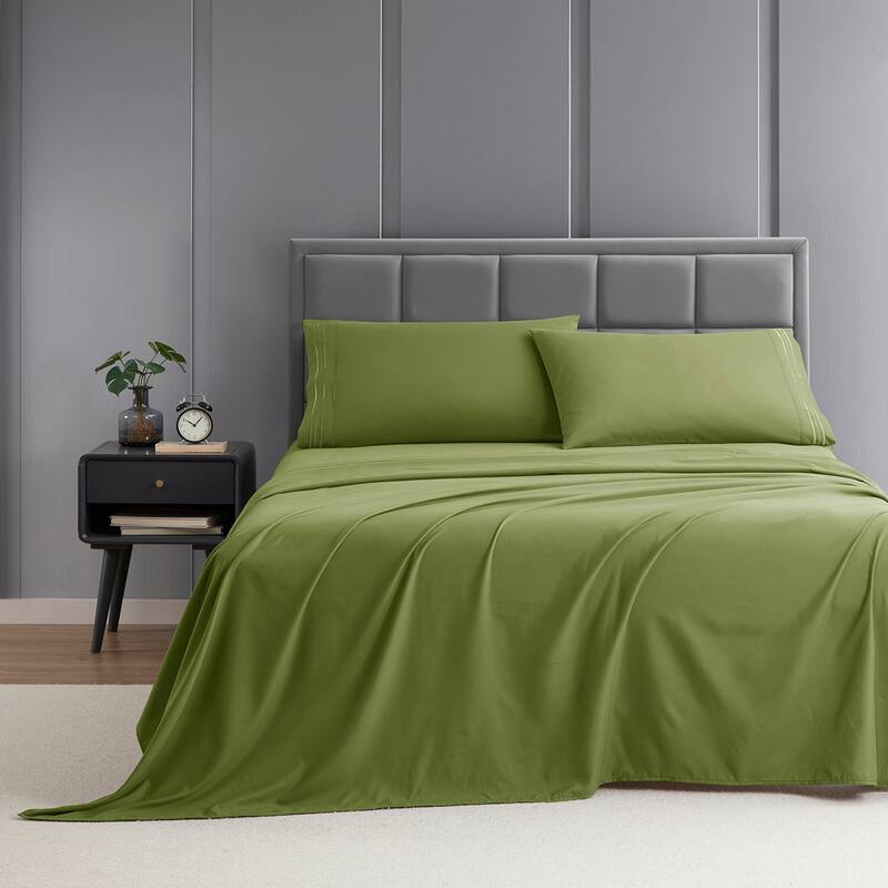 Clara Clark Premium 1800 Series Ultra-soft Deep Pocket Bed Sheet Set - Full XL - Calla Green