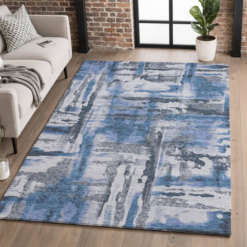 Premium Washable Super Soft Modern Glam Mayfield Rug - Blue - 2'6" x 3'10"