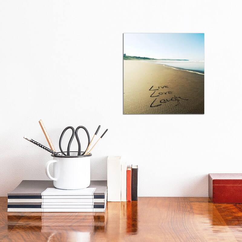 iCanvas "Beach Writing Live Love Laugh" by Tom Quartermaine Canvas Print - 12x12x1.5