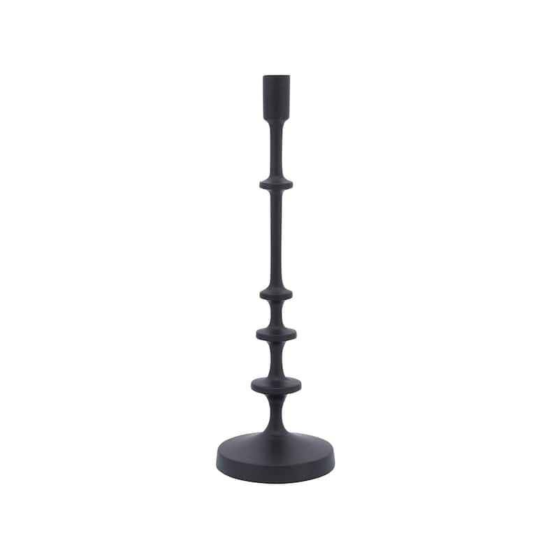 Sagebrook Home Black Modern Wooden Base Metal Taper Candle Holder
