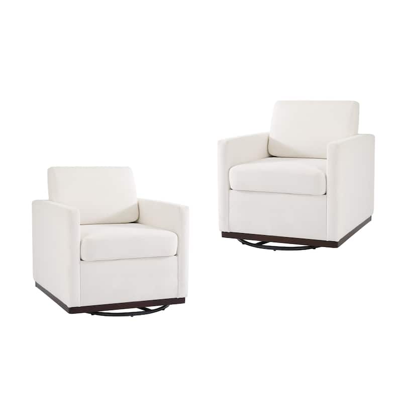 Cozy Swivel Armchair 360°Rotating Base Accent Chair Set of 2