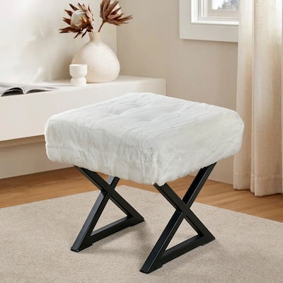 FauxFur Ottoman Vanity Stool 19"X19"X19".