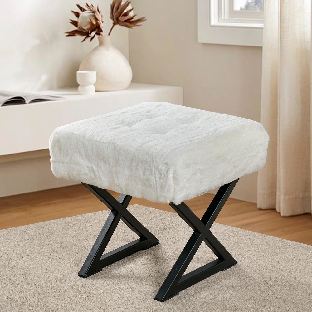FauxFur Ottoman Vanity Stool 19"X19"X19".
