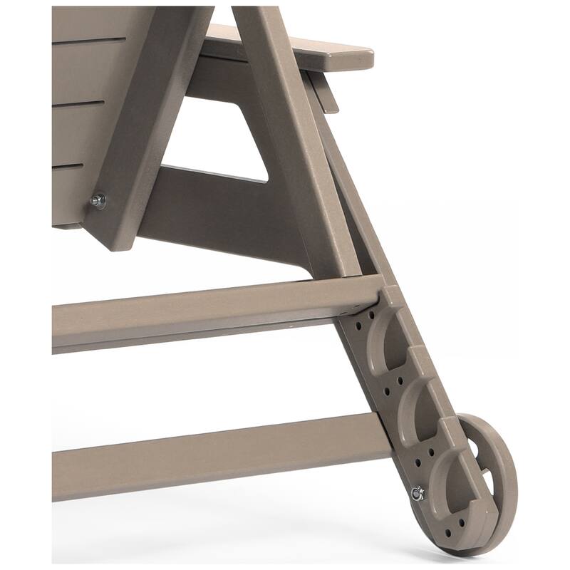 Brighton Outdoor Poly Reclining Chaise Lounge with Wheels & Cup Holder (Set of 2)